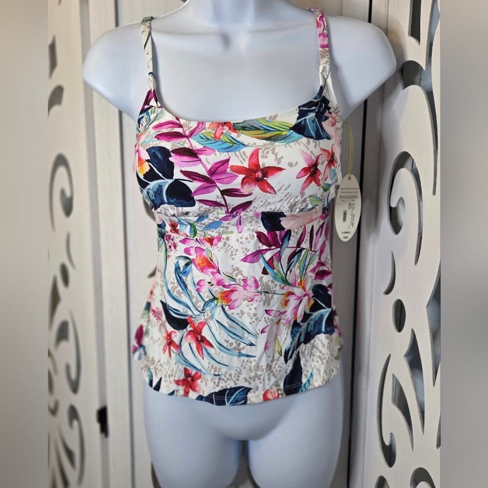 Mynah Tankini Top XS Floral Tropical Adjustable Strap Swim Top NWT